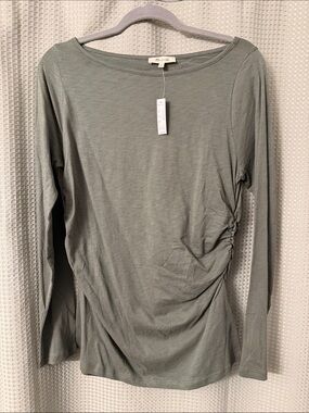 Madewell Long-Sleeve Ruched Side Tee - Sage